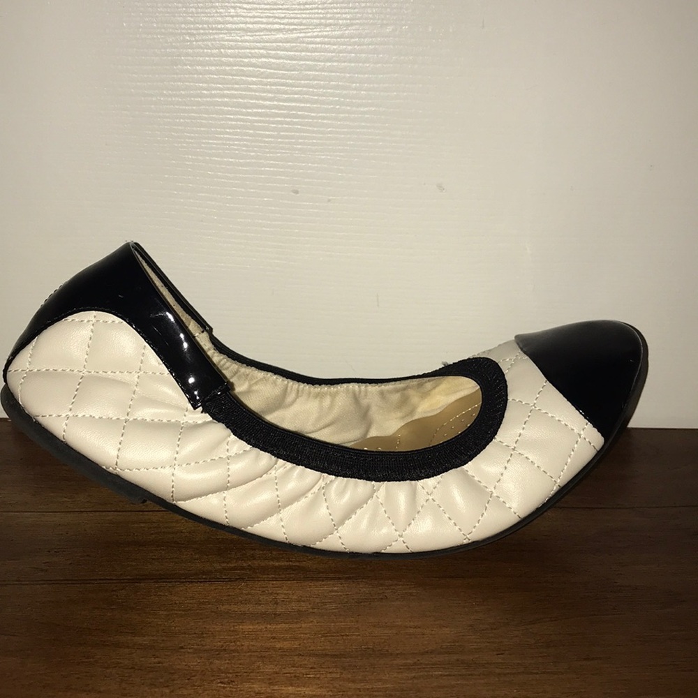 Creme and Black Flats